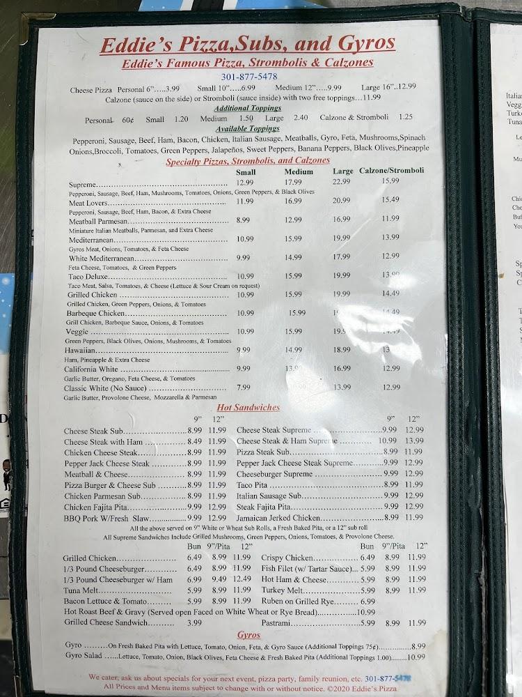 Eddie's Pizza and Subs Menu image 2
